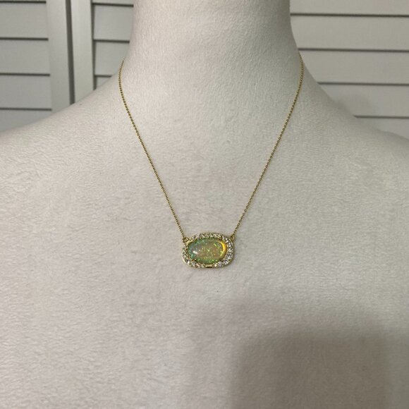 Melinda Maria Blue Opalescent Diamondette Pendant Necklace - Unique 18.5" #400 - Picture 3 of 6